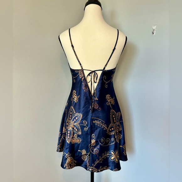 Victoria’s Secret Navy Floral Y2K Lingerie Slip Dress Babydoll Negligee - Picture 2 of 6